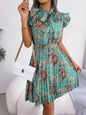 Pleated Floral Printed Dress