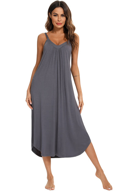 V-Neck Midi Lounge Dress - Elegant Aura Boutique