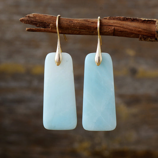 Natural Stone Rectangle Earrings