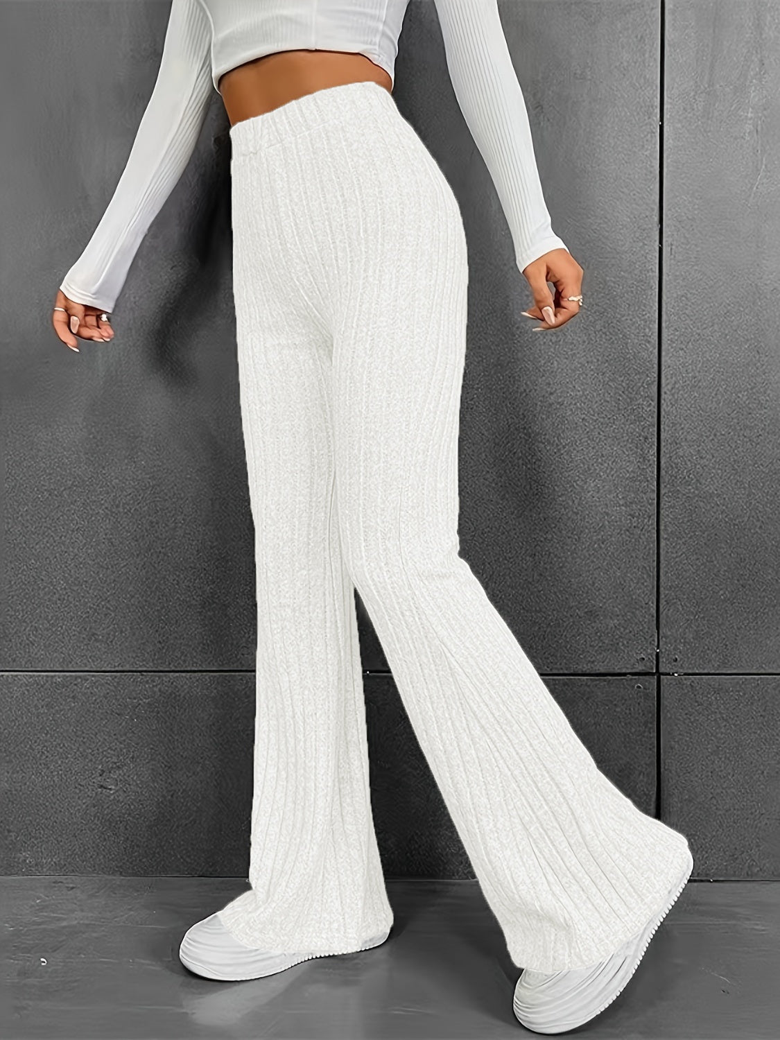 Ribbed High Waist Pants - Elegant Aura Boutique