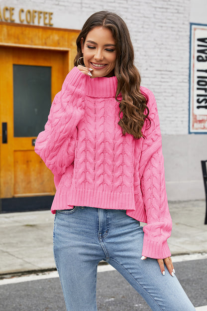 Turtleneck Cable-Knit Sweater