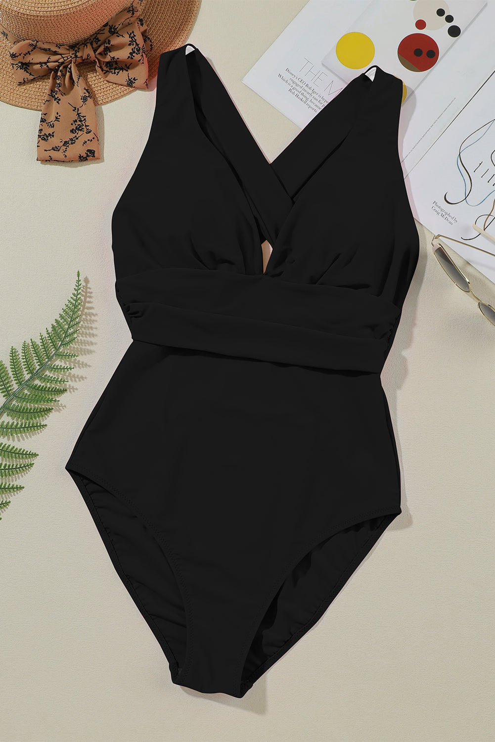 Crisscross Wide Strap One-Piece Swimwear - Elegant Aura Boutique