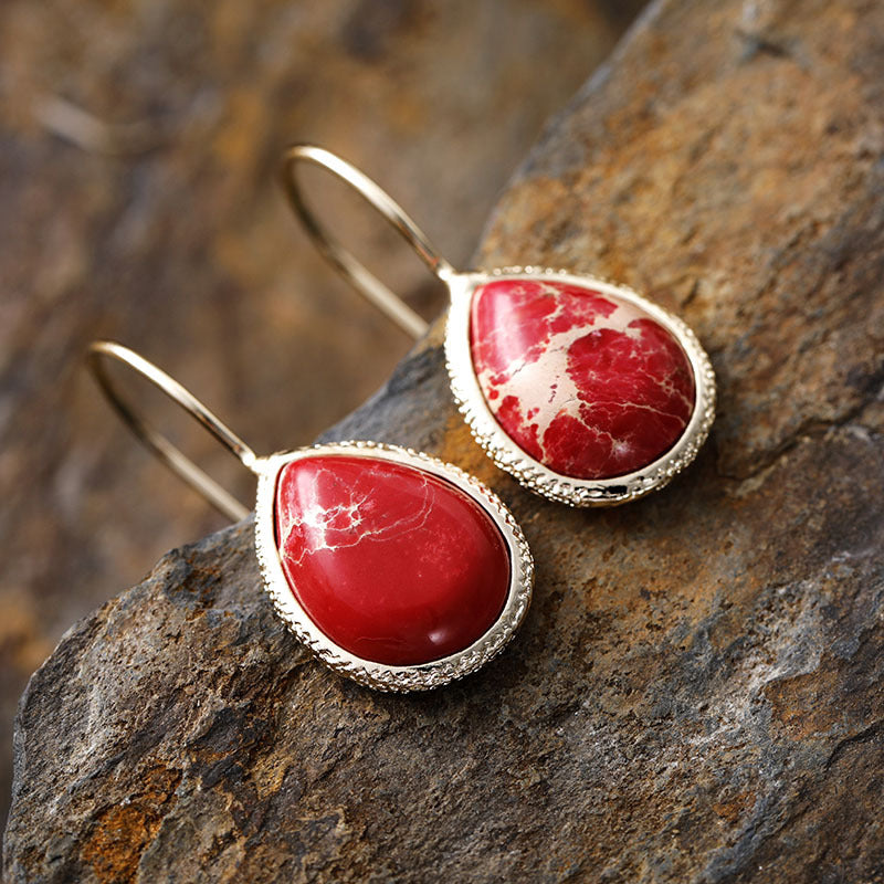 Natural Stone Teardrop Shape Earrings