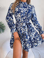 Printed Mock Neck Mini Dress