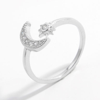 Sterling Silver Moon Open Ring