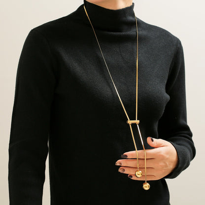 18K Gold-Plated Hollow Bead Necklace