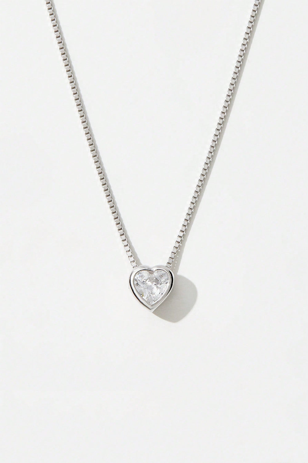 Sterling Silver Zircon Heart Pendant Necklace