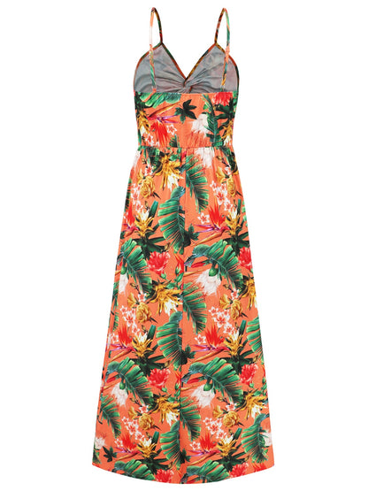 Twisted Printed V-Neck Cami Dress - Elegant Aura Boutique