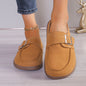 Suede Buckle Round Toe Loafers