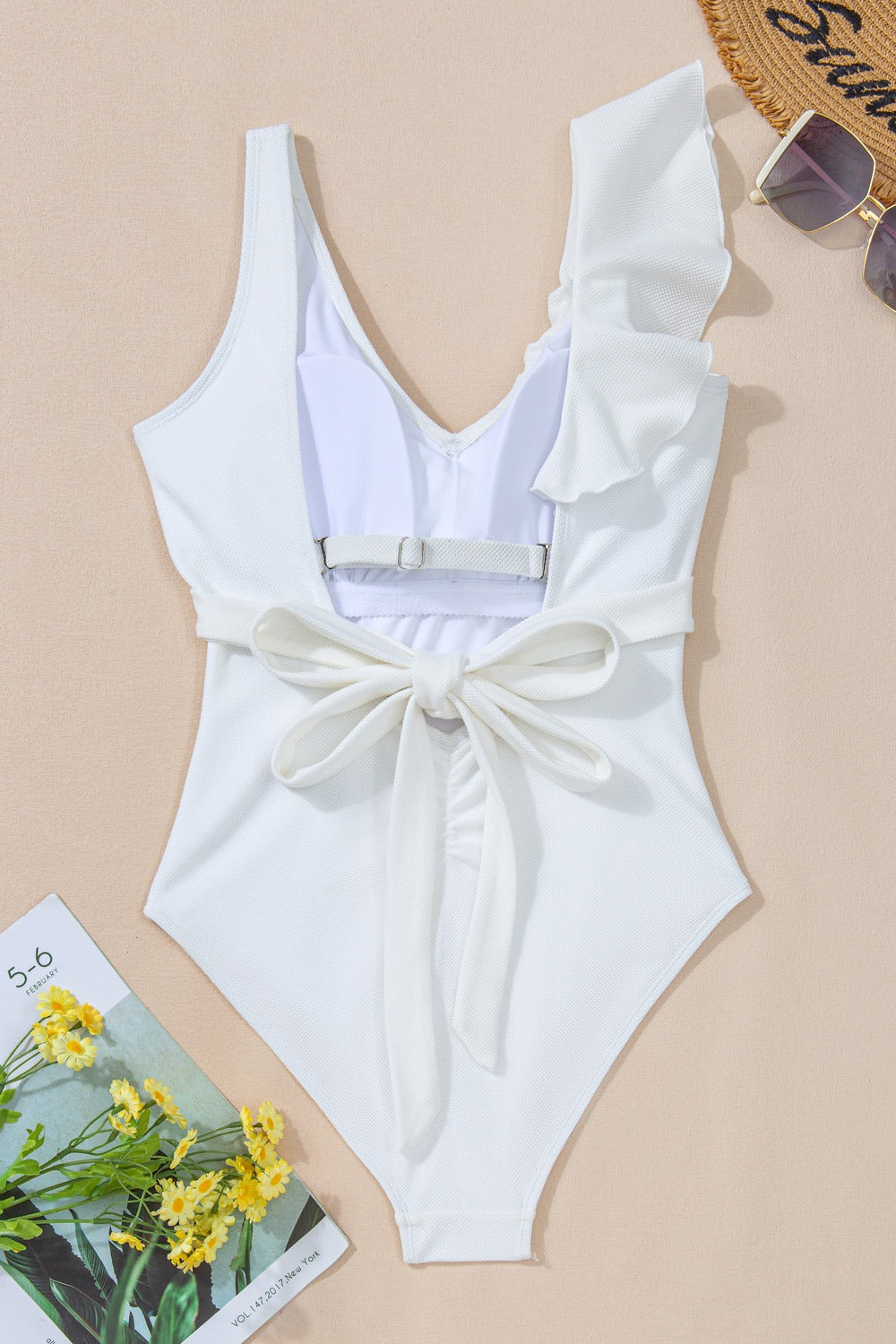 Ruffled Wide Strap One-Piece Swimwear