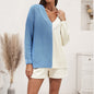 Contrast V-Neck Drop Shoulder Sweater