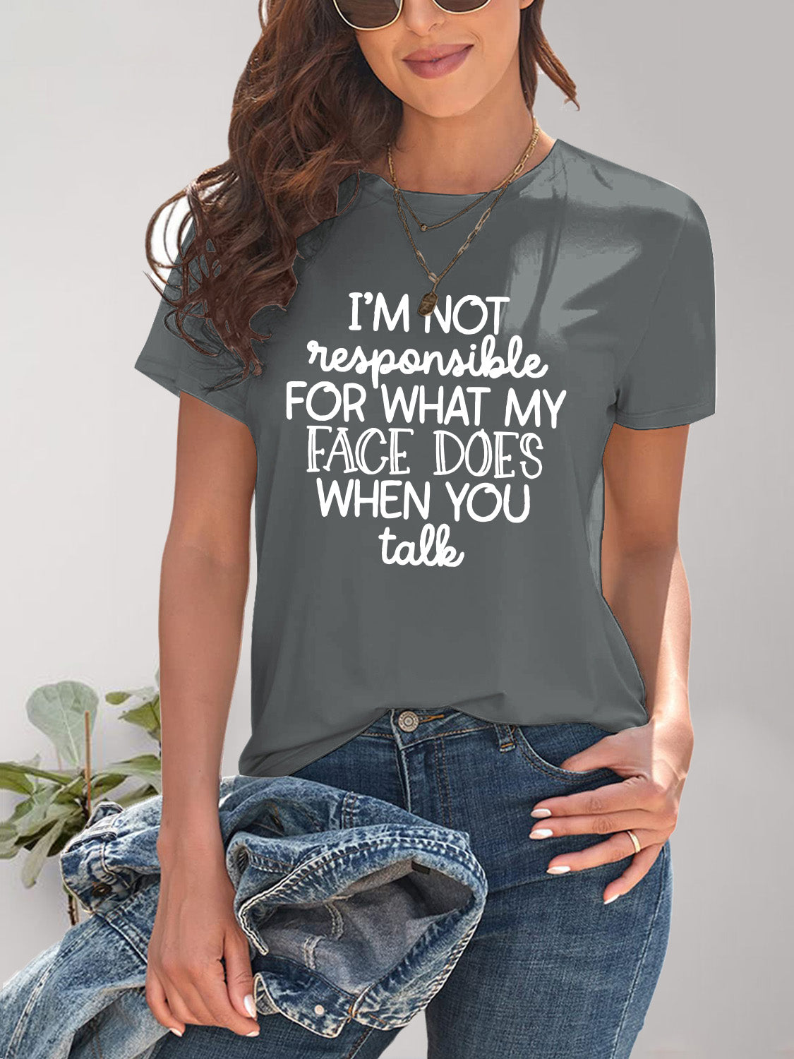 Text Art Round Neck T-Shirt