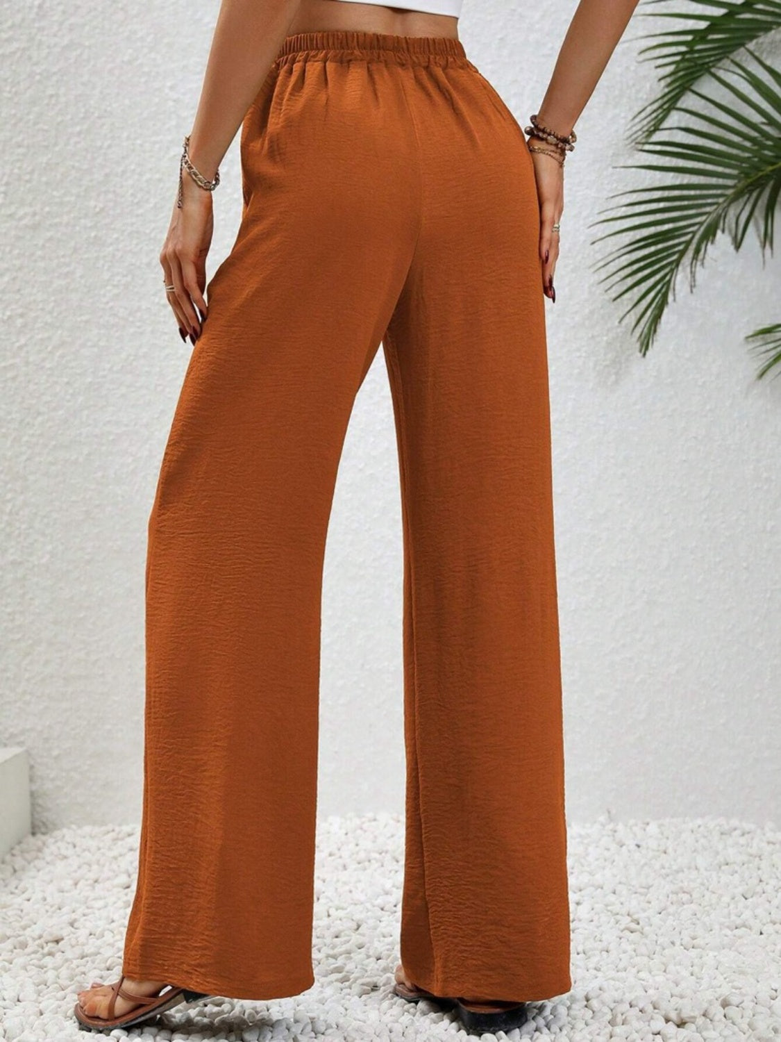 Wide Leg Drawstring Pants - Elegant Aura Boutique