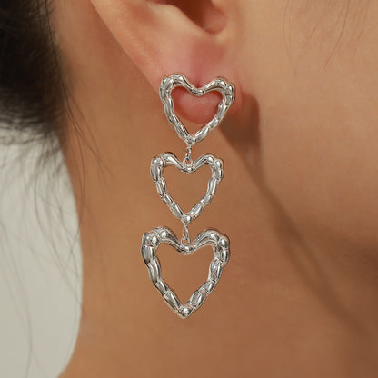 Titanium Steel Heart Earrings - Elegant Aura Boutique