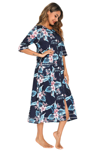 Printed Slit Night Dress - Elegant Aura Boutique