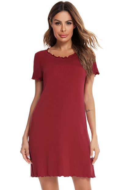 Round Neck Short Sleeve Lounge Dress - Elegant Aura Boutique