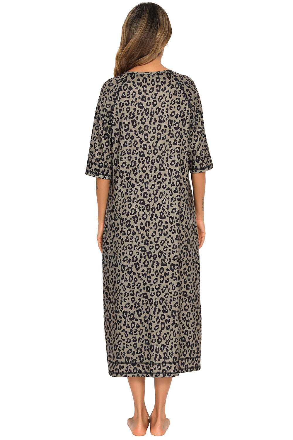 Printed Slit Night Dress - Elegant Aura Boutique