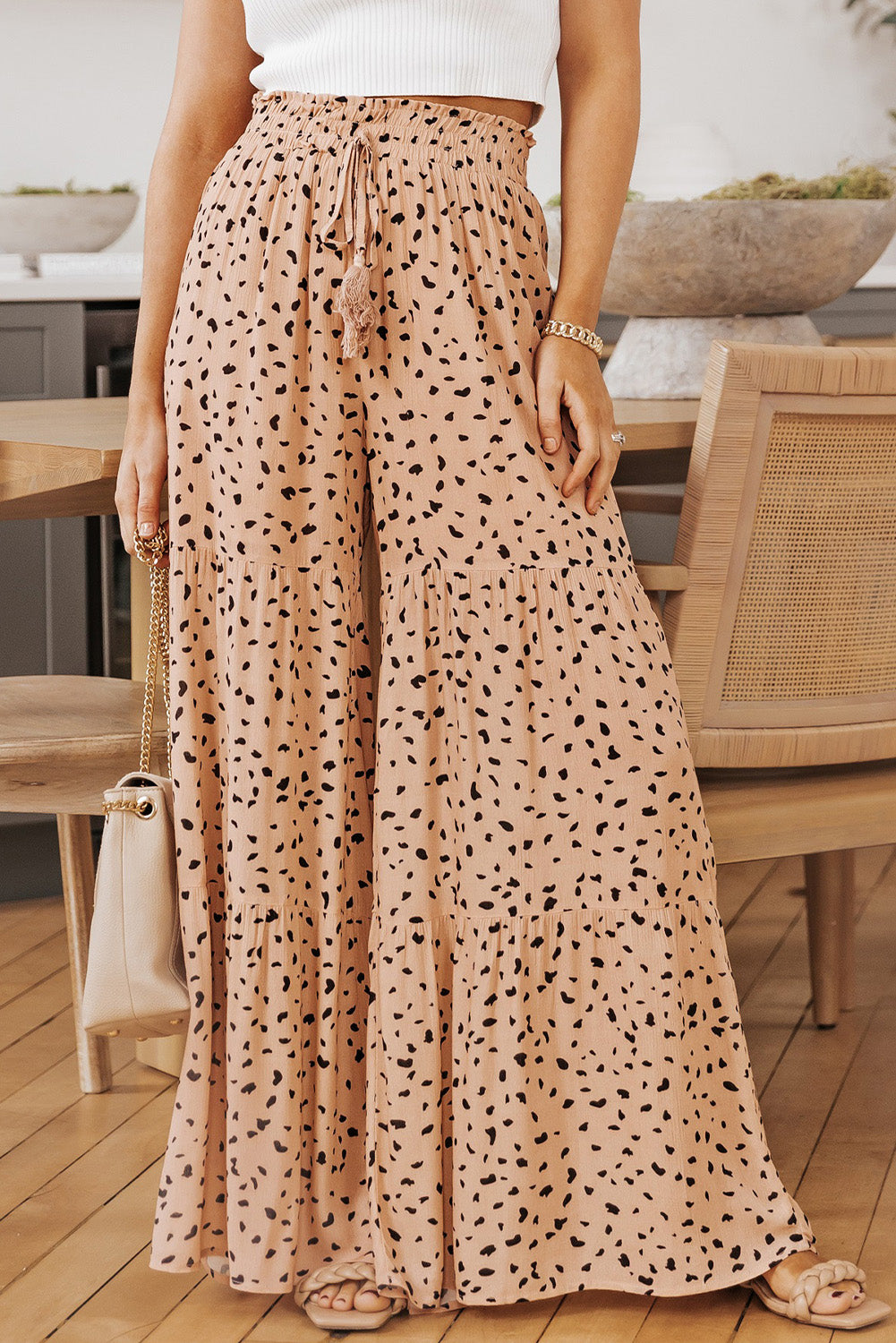 Printed Wide Tiered Pants - Elegant Aura Boutique