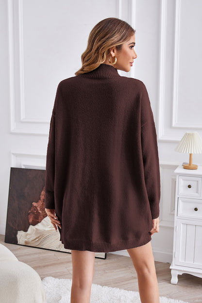 Mock Neck Slit Sweater