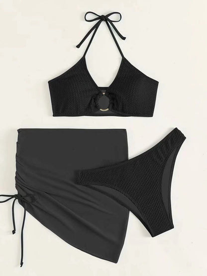 Halter Neck Three-Piece Swim Set