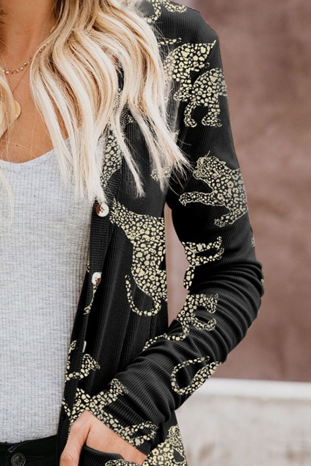 Animal Pattern Long Sleeve Cardigan