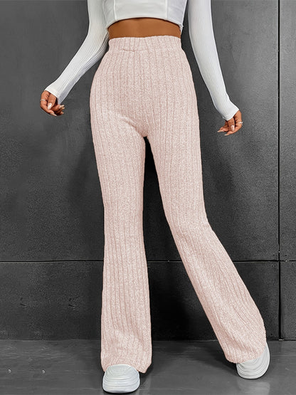 Ribbed High Waist Pants - Elegant Aura Boutique