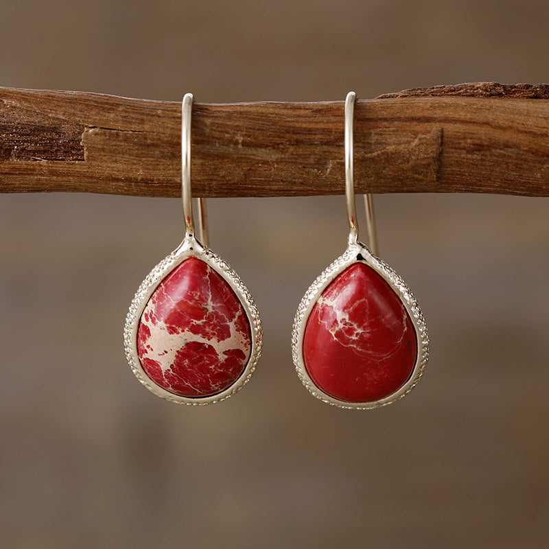 Natural Stone Teardrop Shape Earrings