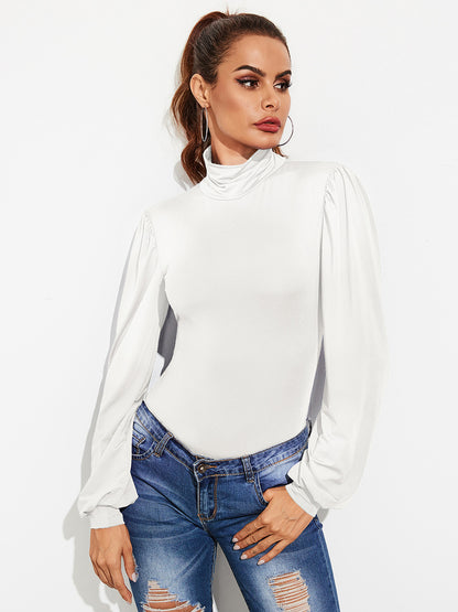 Backless Tie-Waist Turtleneck Bodysuit