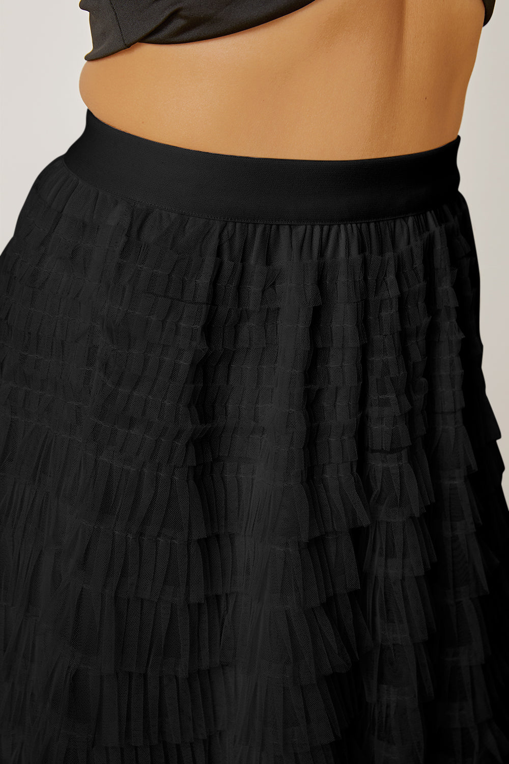 Ruched High Waist Tiered Skirt - Elegant Aura Boutique