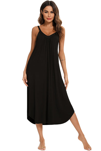 V-Neck Midi Lounge Dress - Elegant Aura Boutique