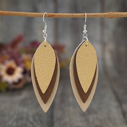 Leather Leaf Shape Earrings