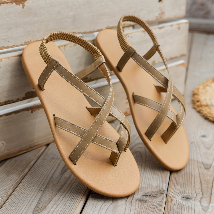 Leather Crisscross Flat Sandals