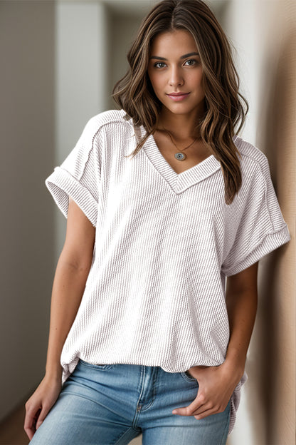 Textured V-Neck Top