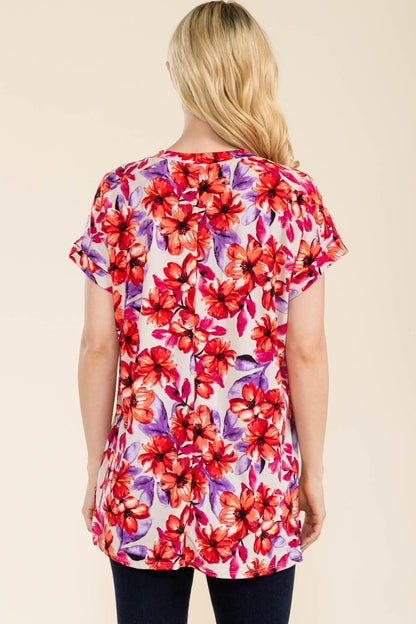 Celeste Short Sleeve Floral Blouse