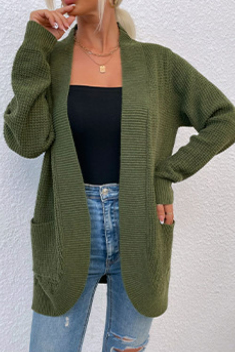 Rib-Knit Cardigan with Pockets