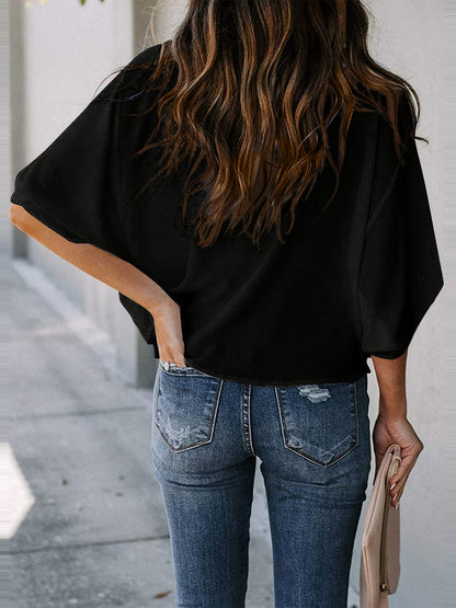 Full Size Cowl Neck Blouse