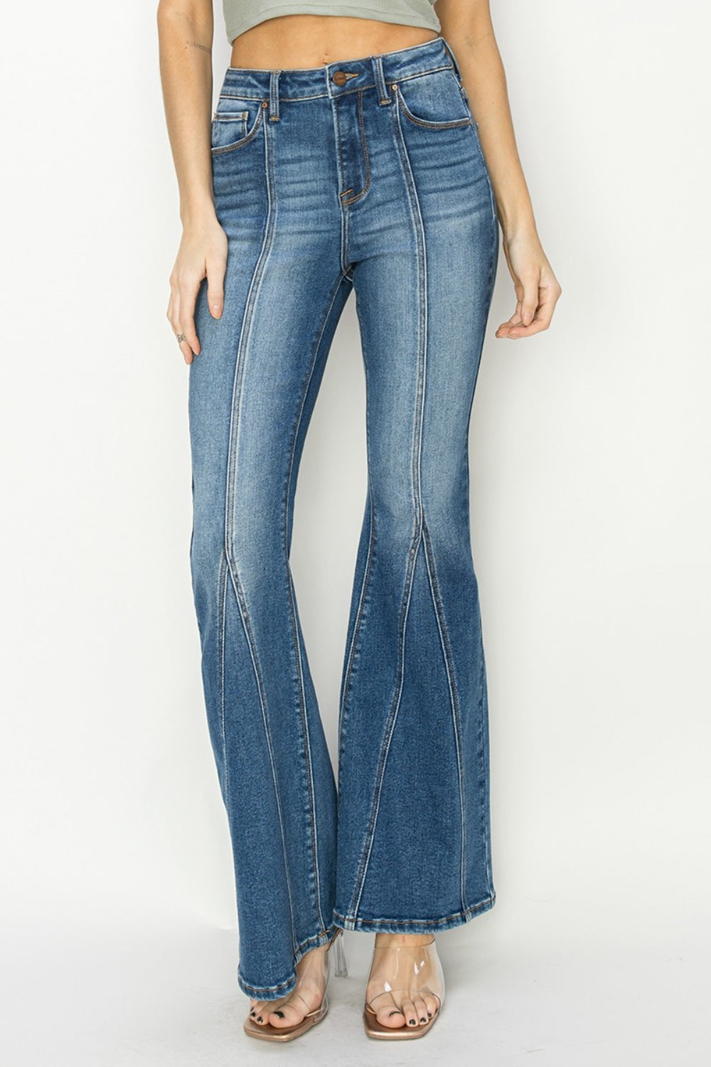 High Rise Front Detailed Flare Jeans