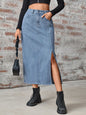 Slit High Waist Denim Skirt