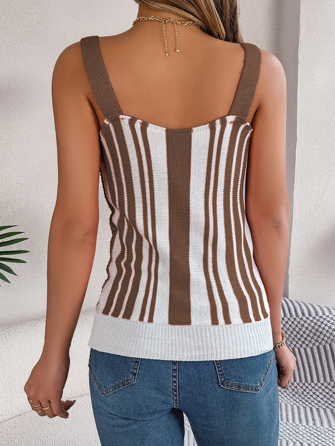 Striped V-Neck Tank