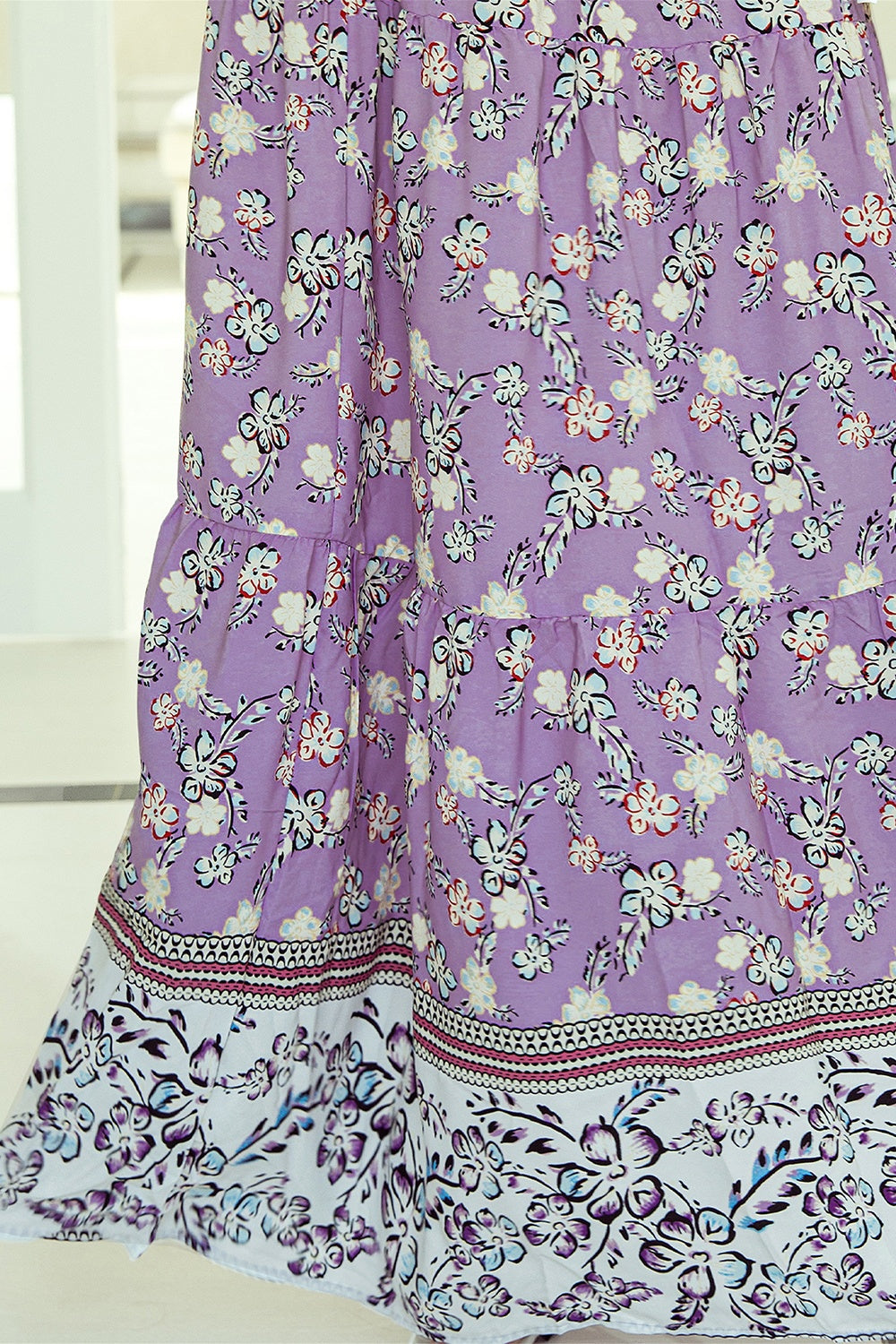 Tiered Printed Elastic Waist Skirt - Elegant Aura Boutique