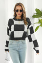 Color Block Round Neck Dropped Shoulder Sweater