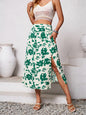 Slit Printed Midi Skirt - Elegant Aura Boutique