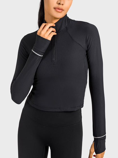 Mock Neck Half Zip Sports Top