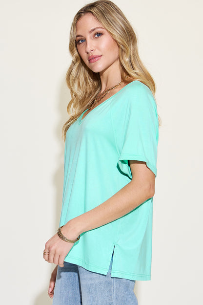 Bae Slit V-Neck Short Sleeve T-Shirt