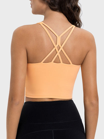 Crisscross Round Neck Active Top