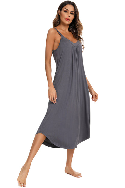 V-Neck Midi Lounge Dress - Elegant Aura Boutique