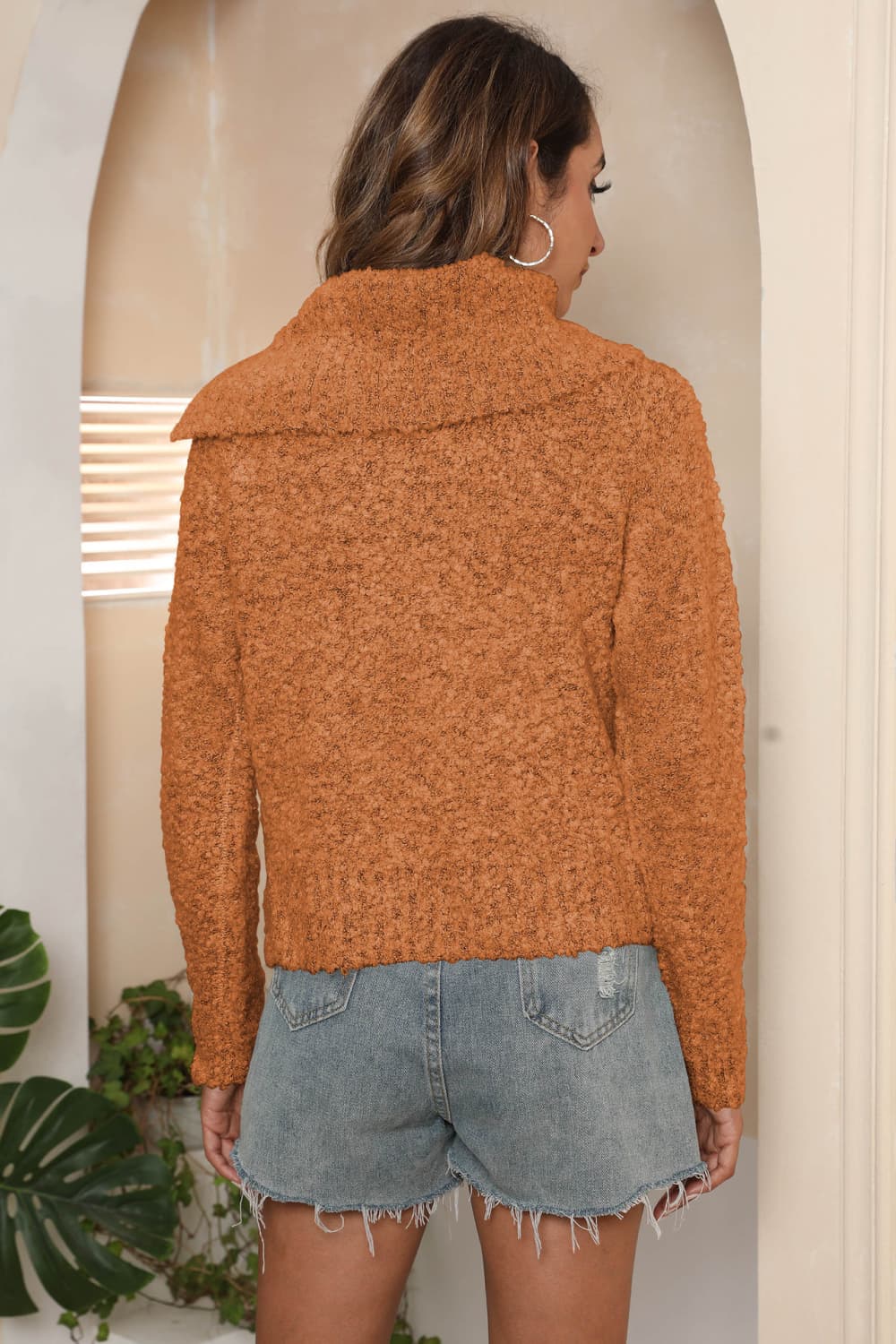 Asymmetrical Neck Long Sleeve Sweater