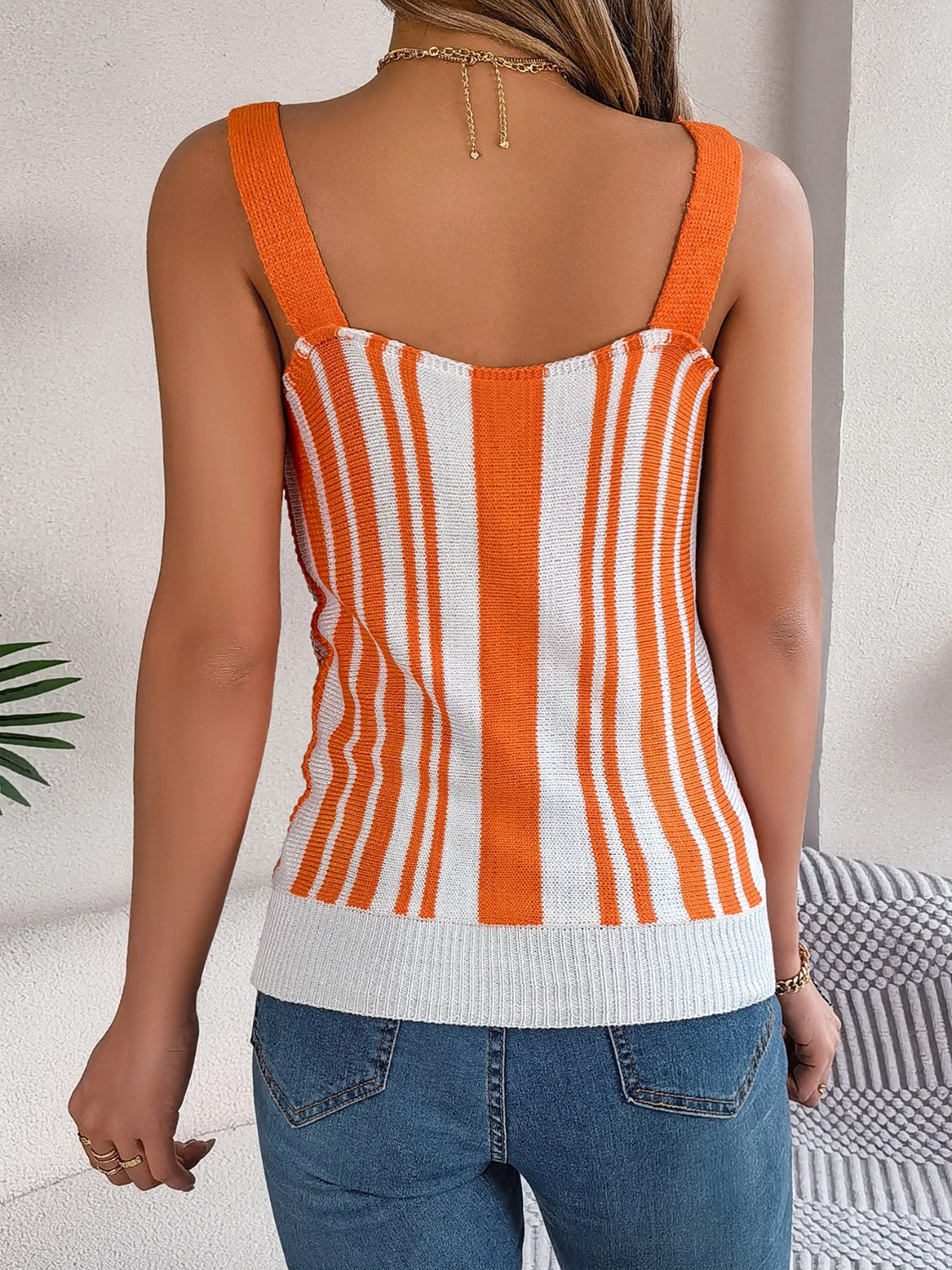 Striped V-Neck Tank