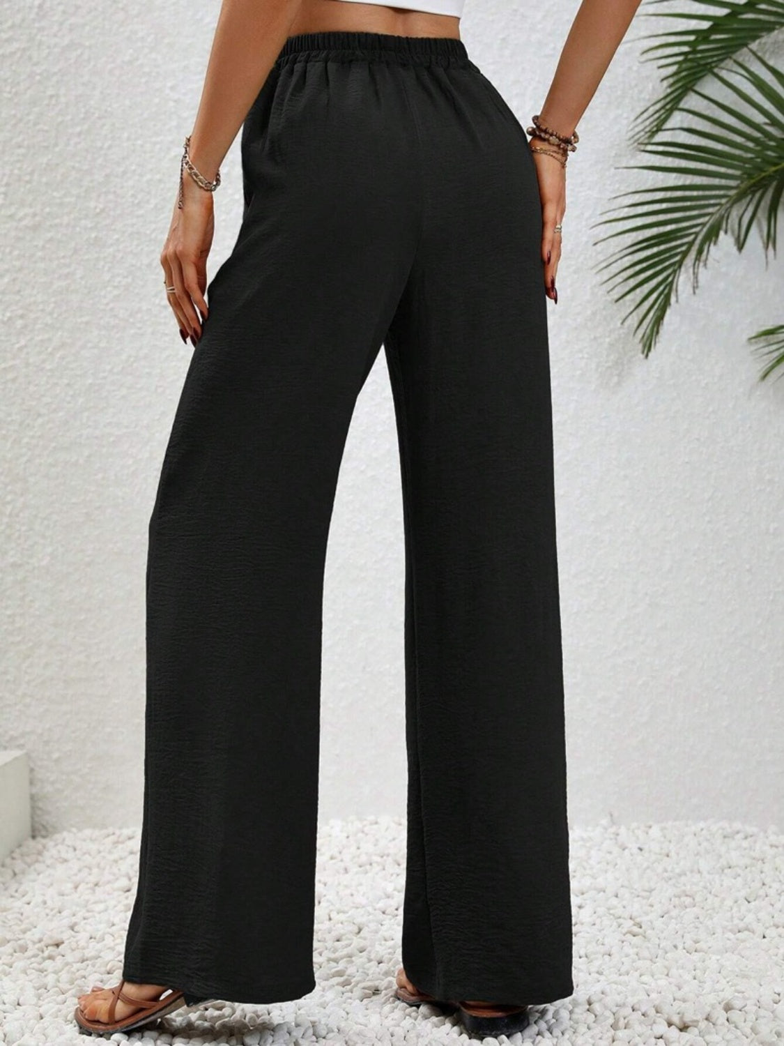 Wide Leg Drawstring Pants - Elegant Aura Boutique