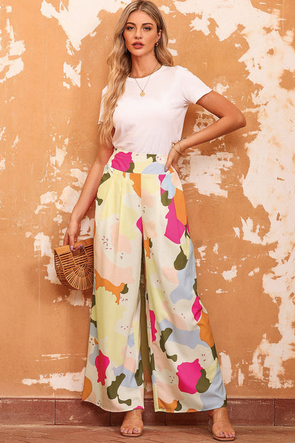 Double Take Multicolored High Waist Pants - Elegant Aura Boutique